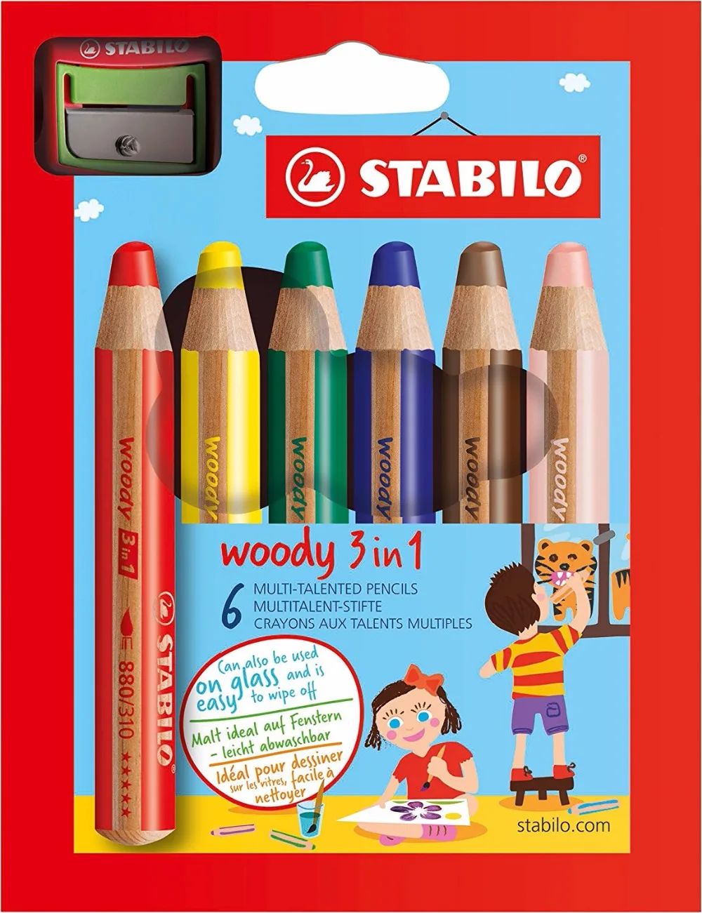 Stabilo Woody 3 в 1 мульти-талантливый карандаш Ассорти Цвета кошелек 6/10/18 Цвета Цвет-карандаш отличный карандаш подарок