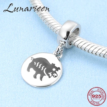 

Fashion 925 Sterling Silver charms 12 Zodiac Clever pig fine Pendants Fit Original europeu Charm Bracelet Jewelry making 2018