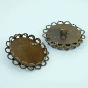

Blank Round Double Lace Bezel Tray Loop Back Buttons Bases Caps Settings Findings Antique Bronze tone 10mm - 30mm Wholesale
