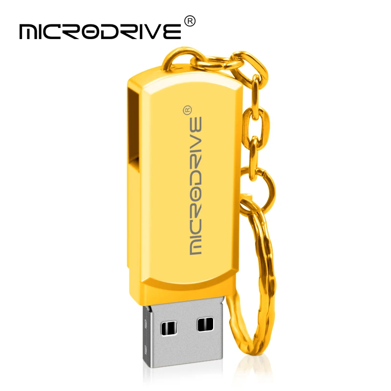 360 градусов Whirl USB накопители 4g 8g 16g металл Mirco USB 2,0 диск 32 Гб 64 Гб 128 ГБ usb флешка высокоскоростной USB флэш-накопитель с подарком - Цвет: Золотой