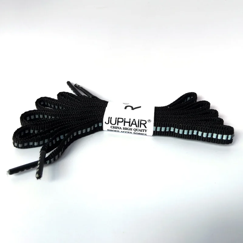 JUP1-12Pair Blcak Polyester Flat Reflective Runner Shoelace Visible Safty Luminou Shoelaces Unisex Sport Basketball Canvas shoes JUP1-12Pair Blcak Polyester Flat Reflective Runner Shoelace Visible Safty Luminou Shoelaces Unisex Sport Basketball Canvas shoes
