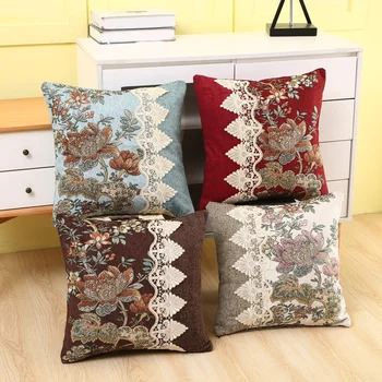 

hap-deer chenille lace Cushion for Sofa Car Seat National floral geometry housewarming gift Throw Pillow retro HomeDecorative