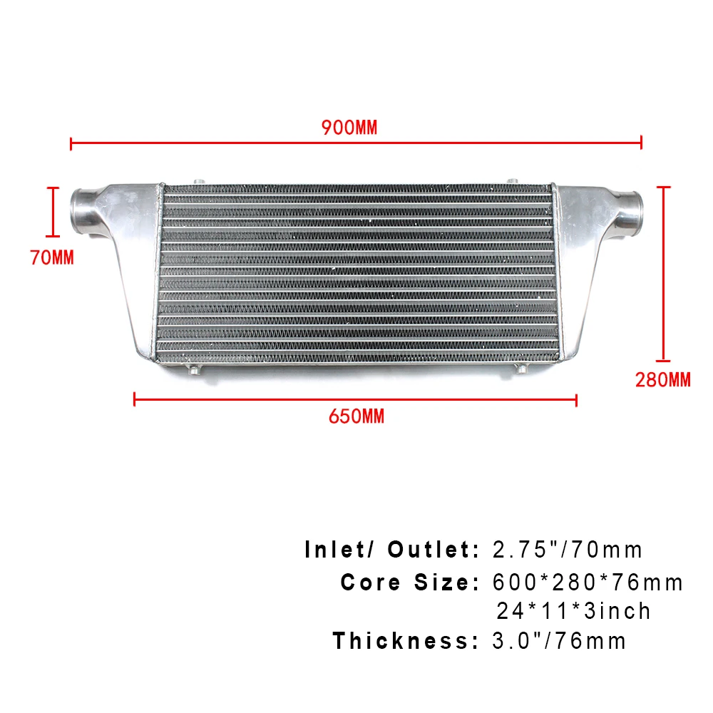R-EP алюминиевый интеркулер Универсальный 600X280X76 мм на входе радиатора 70 мм 2,75 дюймов на выходе холодного воздуха для турбо радиадора