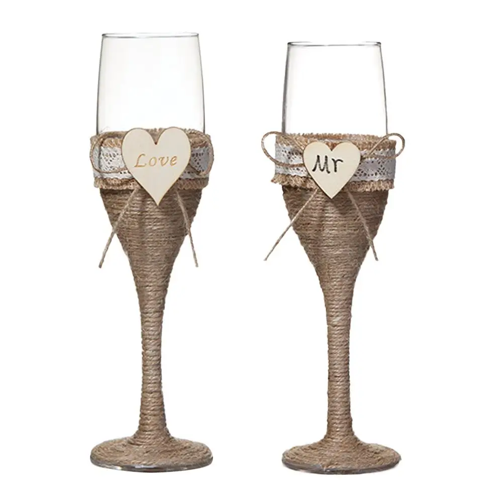 Wedding Wine Glass Cup Double Heart Goblet Banquet Cup Bride Groom