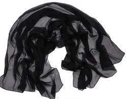 Женский шелк шифон длинный шарф супер размер для женщин 110*180 см черный ouya лето платок для моды шеи одежда пляж