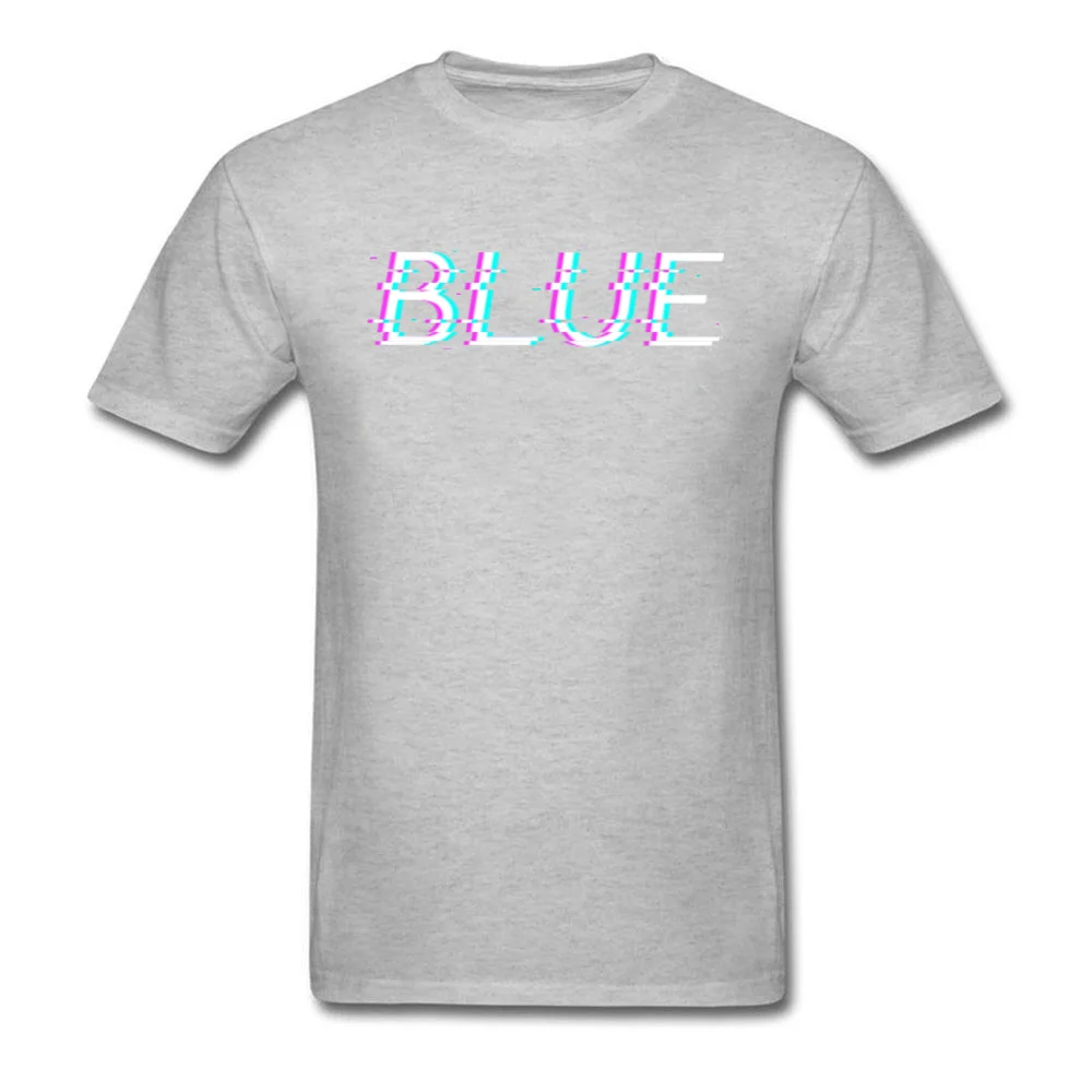 Glitch Blue Personalized Tops Tees Short Sleeve for Men 100% Cotton Father Day O Neck T Shirts Slim Fit T Shirts Funky Glitch Blue grey