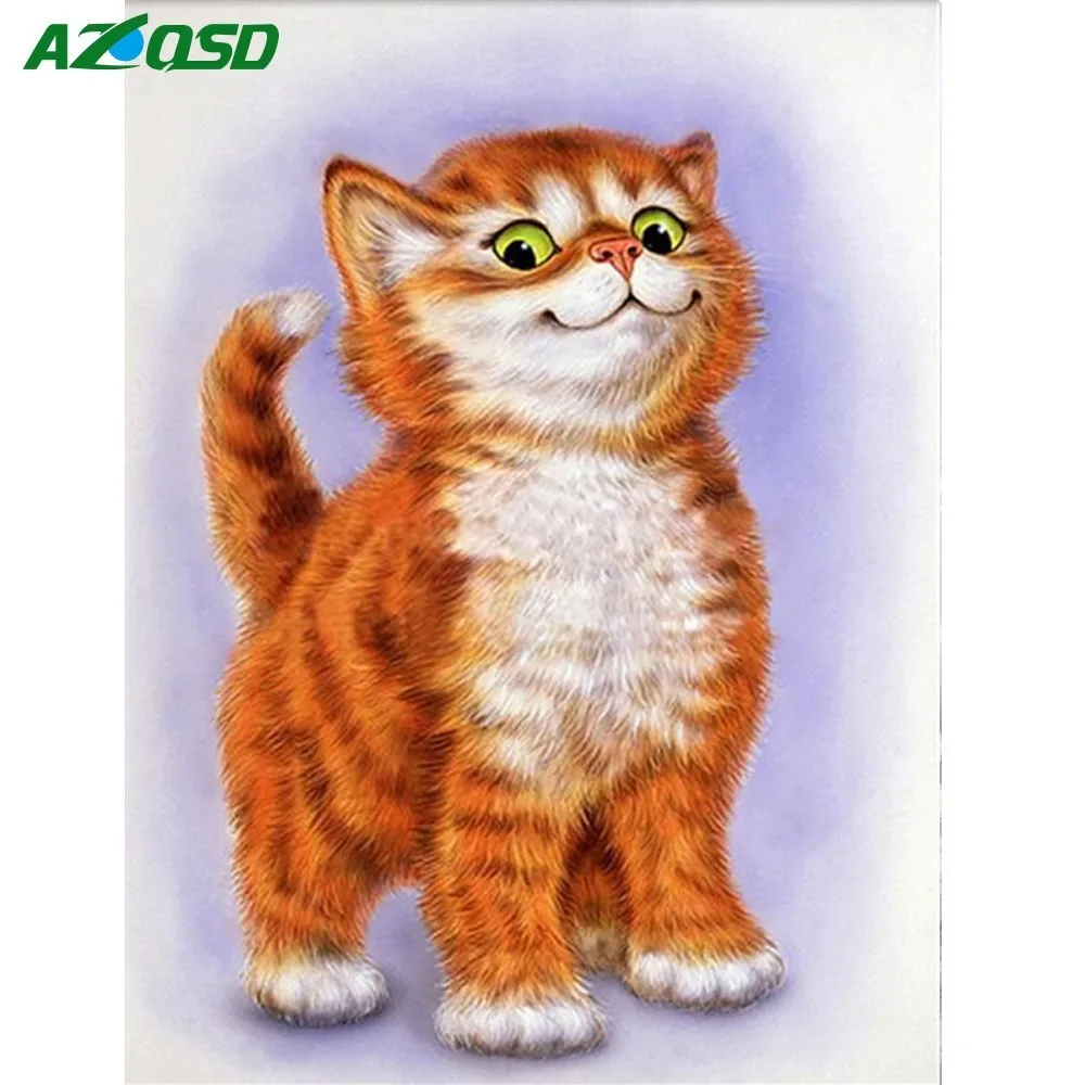 

AZQSD Diamond Embroidery Cat Art Handicraft Diamond Painting Animal Full Square/round Diamond Mosaic Home Decoration