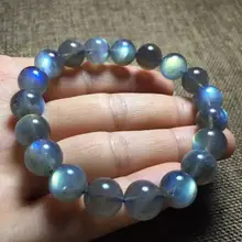 Натуральный Лабрадорит голубой свет бусины браслет 9-10 мм AAAA