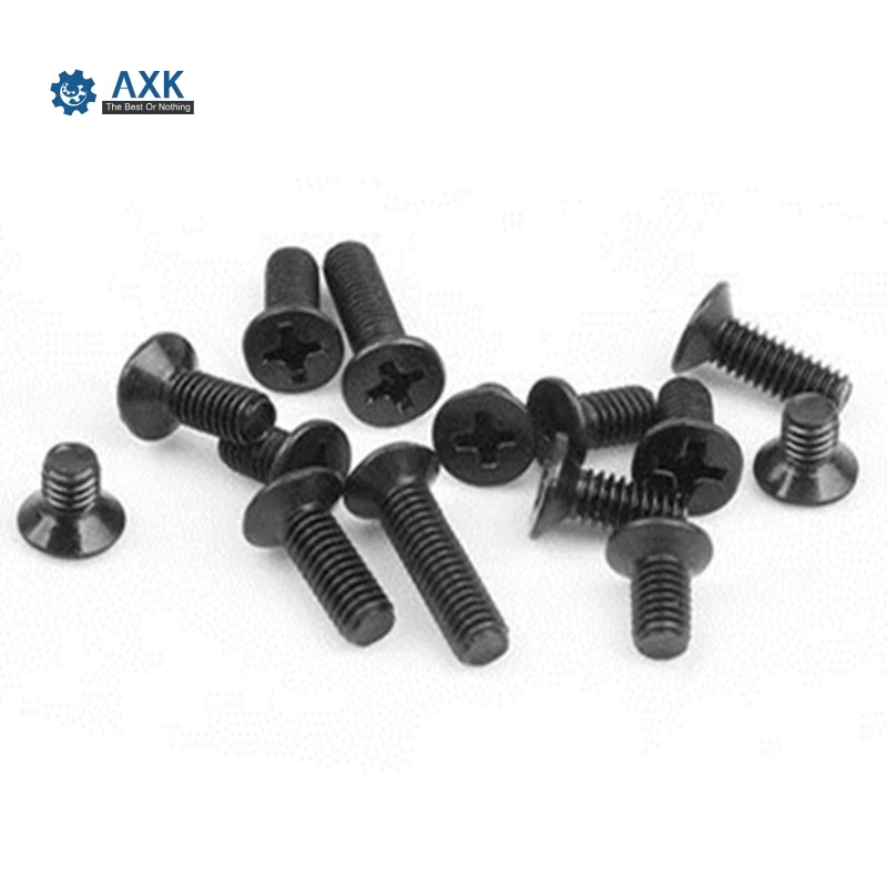 

50pcs DIN965 M2 M2.5 M3 M4 Black Phillips Cross Socket Countersunk Heasd Screw