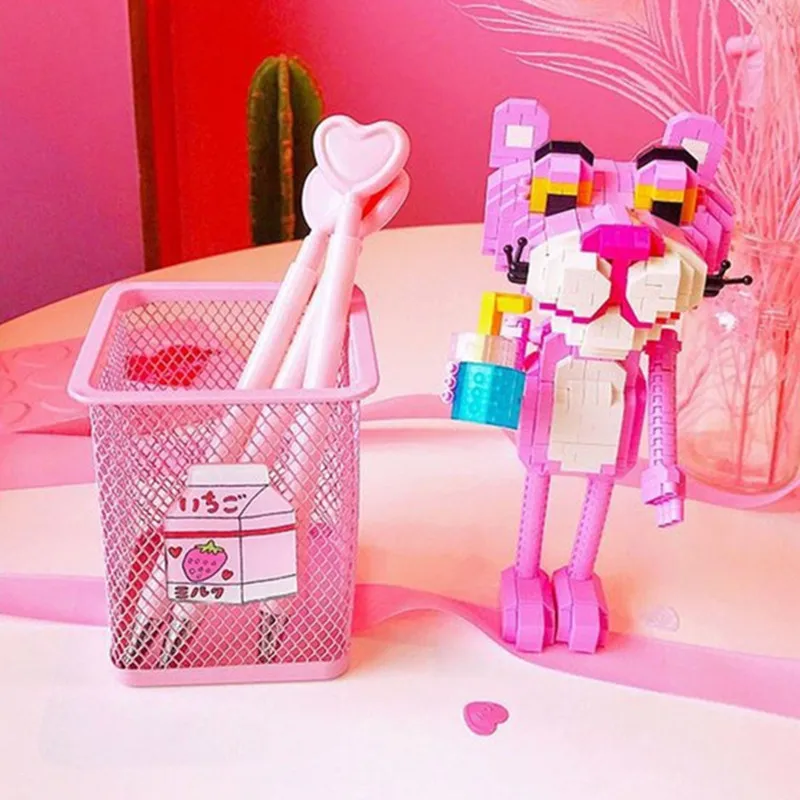 Офисные канцелярские принадлежности для хранения, финишная трубка для девочек, ручка в форме сердца, Розовая пантера, ручка для студентов, настольная Кисть для макияжа, принадлежности для трубок