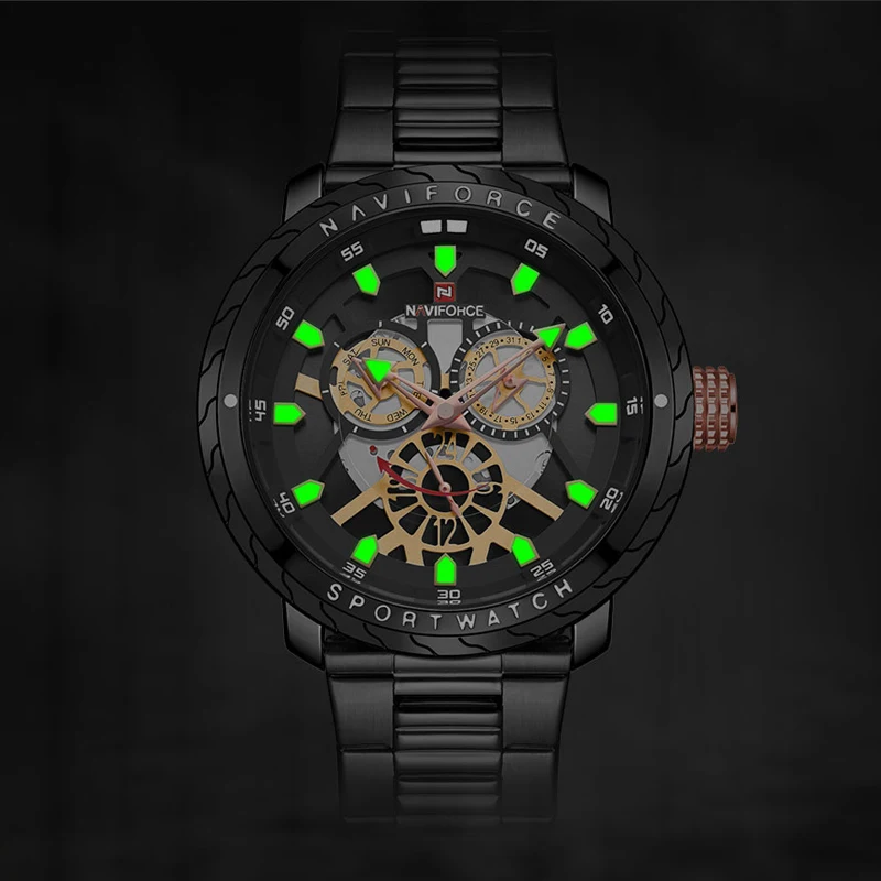 Топ бренд NAVIFORCE Роскошные мужские часы наручные часы из нержавеющей стали спортивные мужские часы в стиле милитари Мужские кварцевые наручные часы Masculino