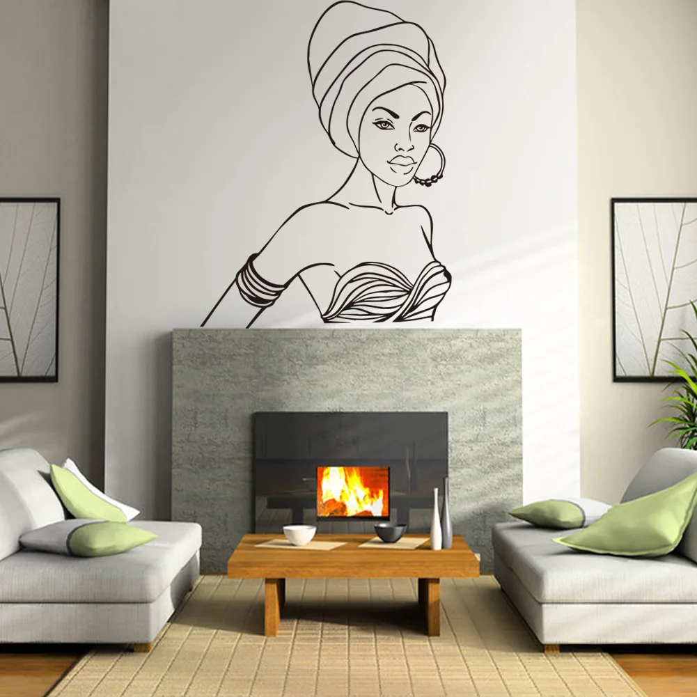 Beautiful African Woman Wall Stickers Vinyl Removable Adhesive Wall