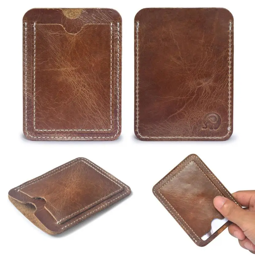 

Brown Card Holder Slim Credit Card ID Card Holder Case Bag Wallet Holder #Y