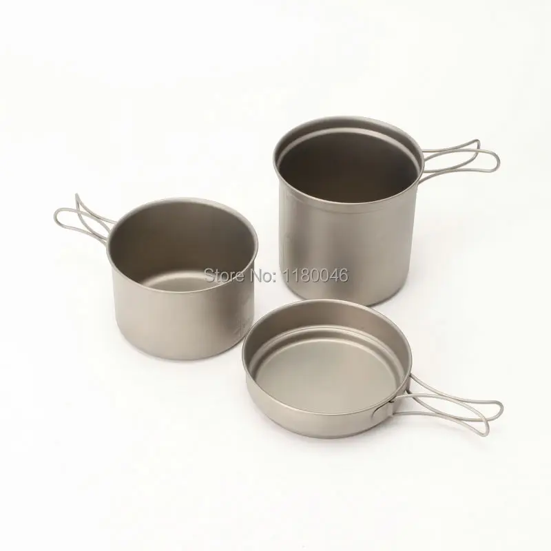 2014 New Style font b Camping b font cookware Titanium Cooking Pots And Pans Set For