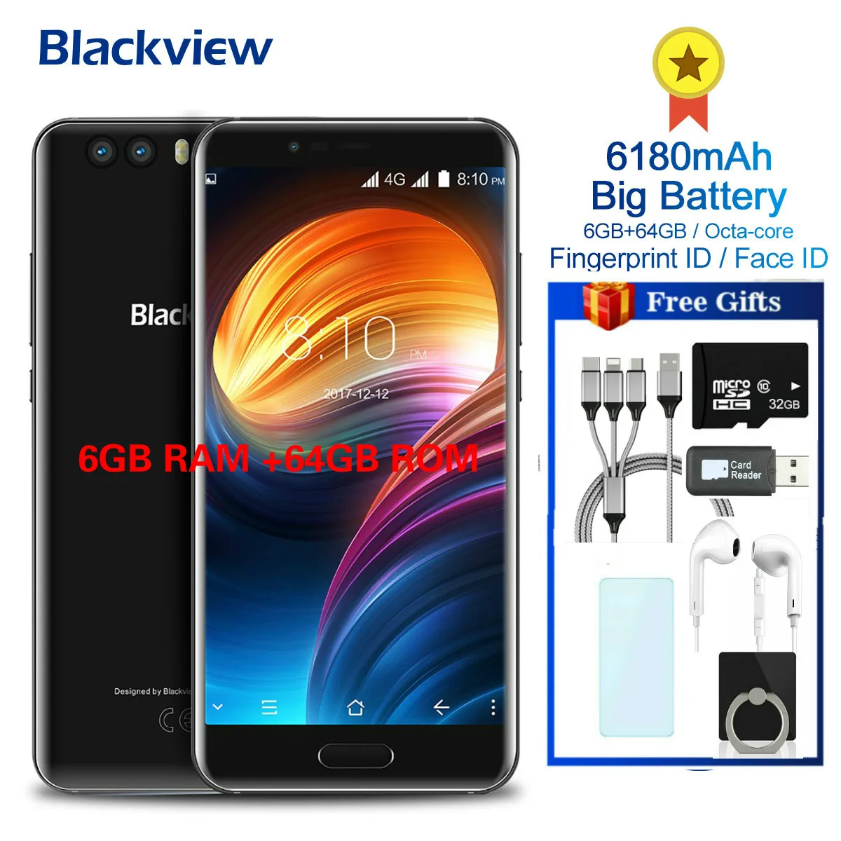 Blackview P6000 5,5 дюймов in-cell FHD Helio P25 6 ГБ + 64 Гб Смартфон лицо ID камера 21 МП 4G Dual SIM мобильный телефон 6180 мАч батарея
