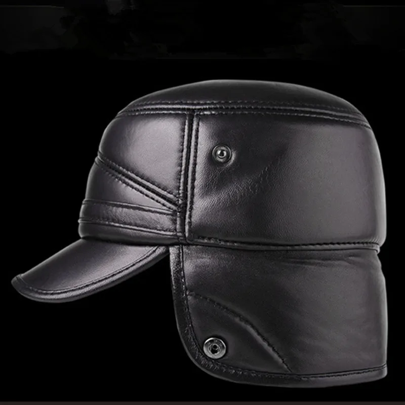Preise XdanqinX Echtem Leder Hut Winter Männer Dicke Warme Baseball Kappe Mit Ohrenschützer Schaffell Plus Samt Hüte Für Männer Männlich knochen Kappe
