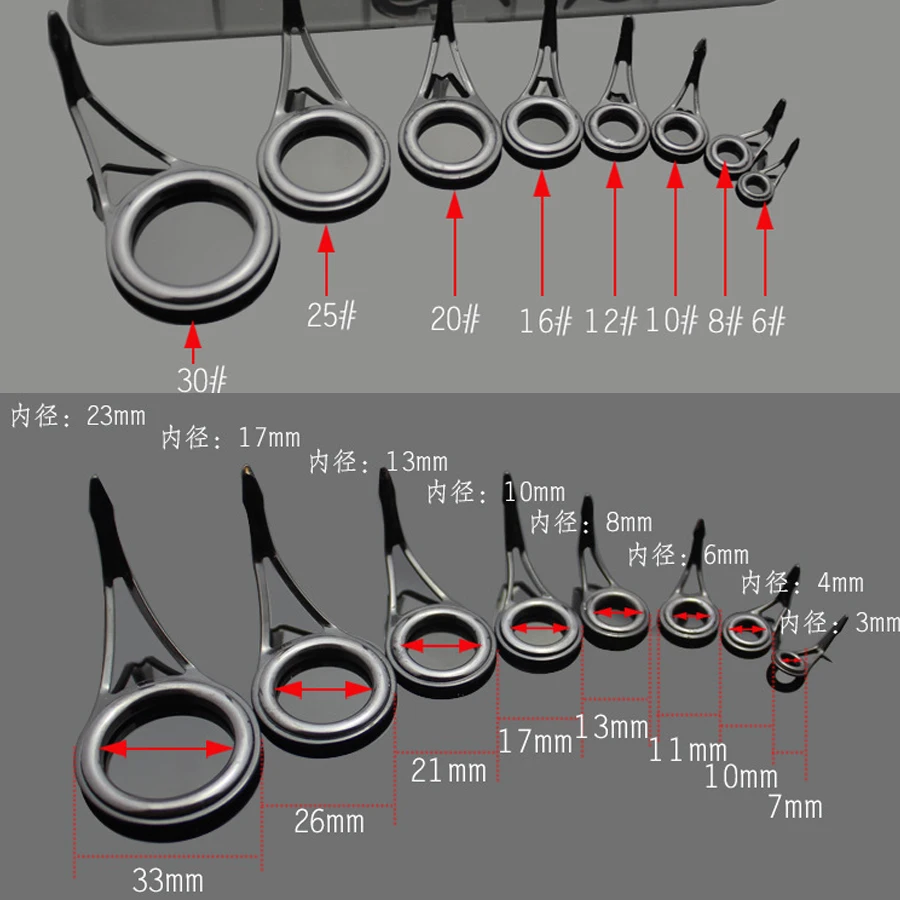 75pcs8 Размер Нержавеющая сталь Керамика спиннинг направляющие запасные части для ремонта удочки руководство для ремонта комплект рыболовных принадлежностей