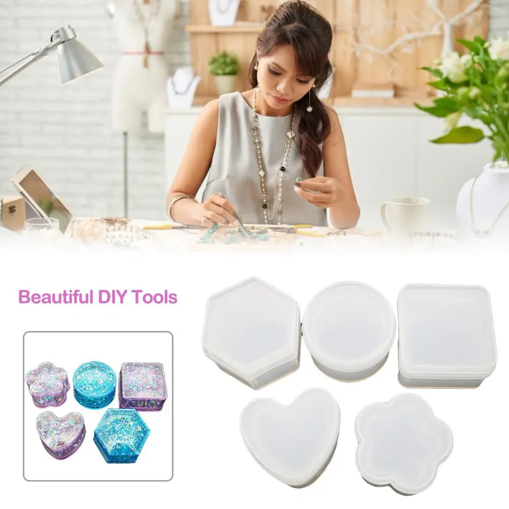

DIY Nordic Geometric Six-sided Heart-shaped Plum-shaped Storage Box Crystal Epoxy Mold Plum Jewelry Storage Box Mold