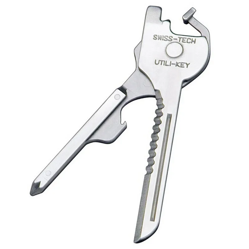 

1PCS New Novelty toys Mini 6 in 1 Stainless Steel Multi Function EDC Keyring Bottle Opener Screwdriver Knife Tools