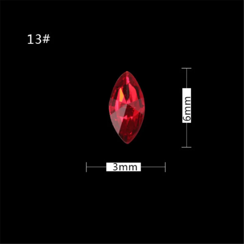 10 шт 3D острые нижние хрустальные стразы для дизайна ногтей Китай красная стеклянная драгоценные камни инструмент для украшения ногтей для нейл-арта DIY стеклянный камень - Цвет: 13 10pcs