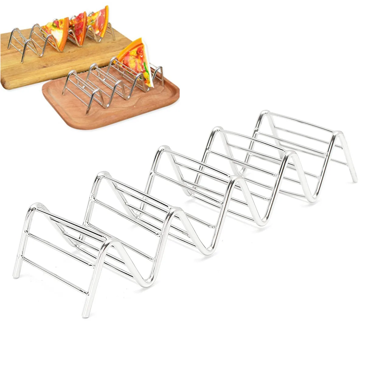 Wave Shaped Stainless Steel Mexican Taco Holder Display Stand Up Shell