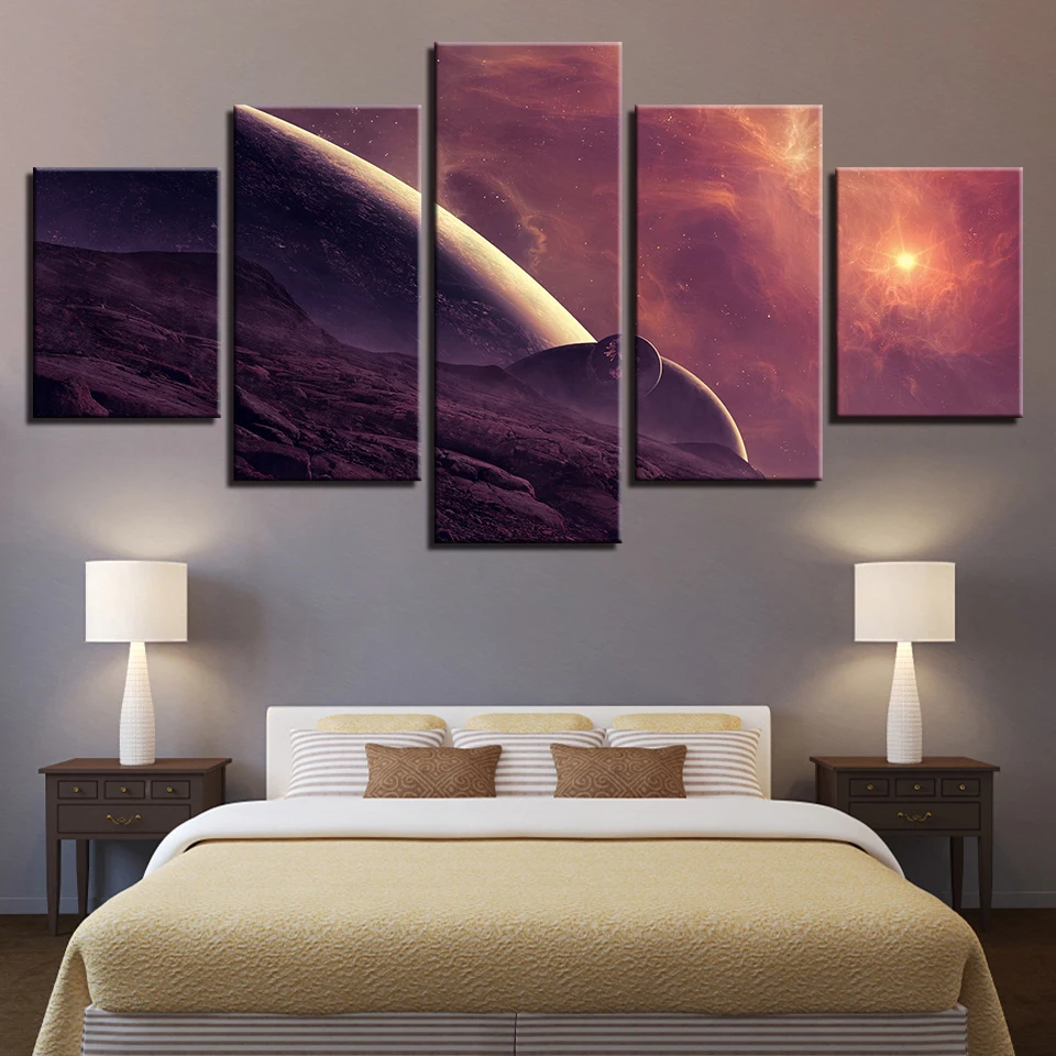 

Pictures Canvas Modular Framework Painting Art 5 Pieces Planets Abstract Landscape Poster HD Printed Decor Home Living Room Wall