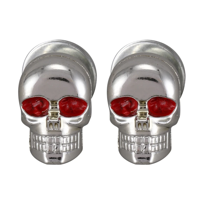 

2x Universal Motorcycle Metal Chrome red Skull License Number Plate Frame Screw