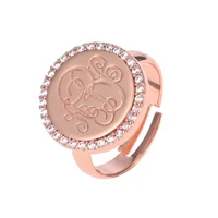 Duoying 15 мм монограмма A-Z буквы кольца традиционное Золотое кольцо для монет кубический циркон на заказ начальное имя персональные кольца для Etsy - Цвет основного камня: Rose Gold Color