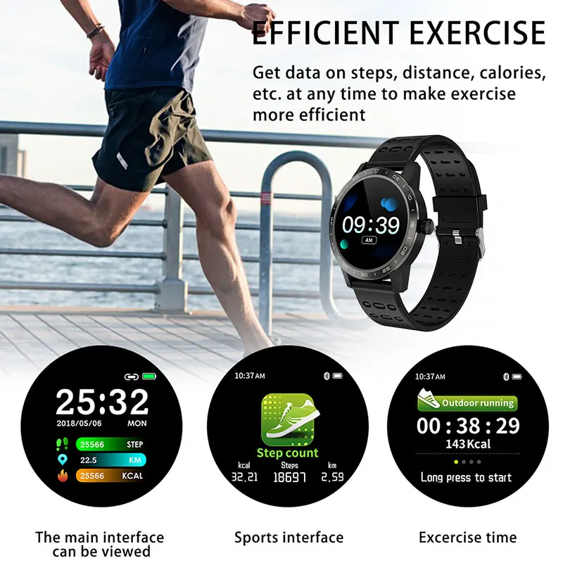 MK06 Bluetooth Smart Watch 1.3 Inch TFT Screen Blood Pressure Heart Rate IP67 Waterproof Fitness Tracker Smart Wristwatch