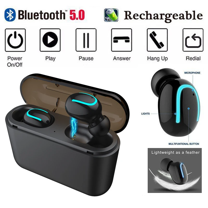 

Bluetooth 5.0 Earphones TWS Wireless Headphones Blutooth Earphone Handsfree Headphone Sports Earbuds Gaming Headset Phone PK HBQ