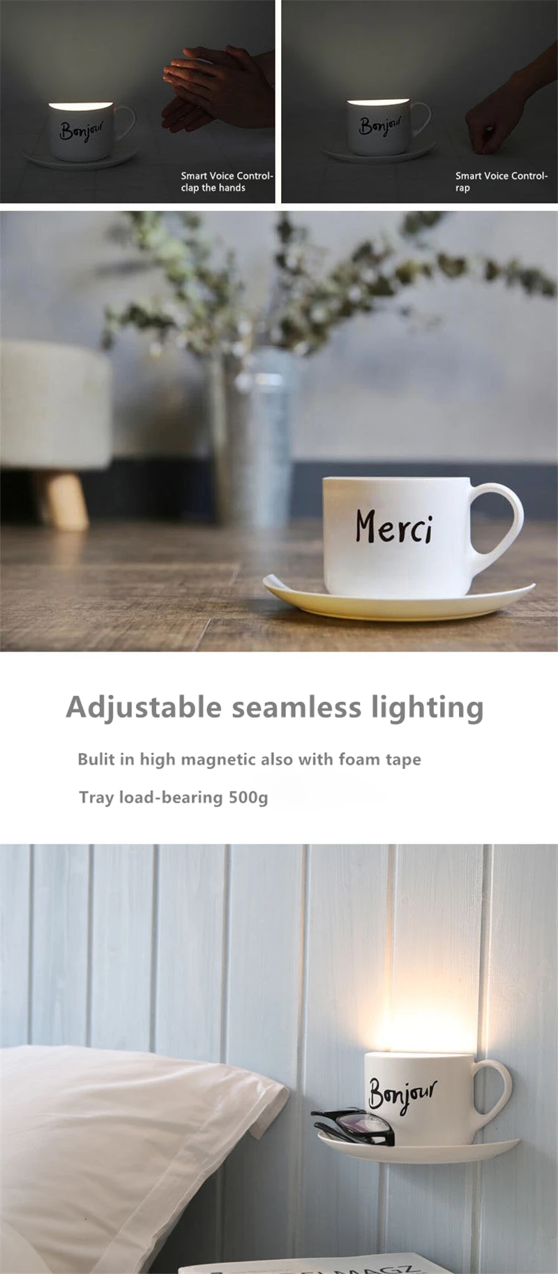 Copo de Café da Novidade Sensor de Luz da Noite Sala de Carga Usb para as Crianças Fumat Faça Você Mesmo Copo Voz Levou Lâmpada Home Deco Amigo Noite Luzes 5 High Quality lamp home