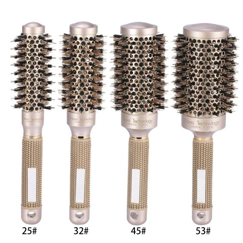 1PCS Round Hair Comb Hairdressing Curling Hair Brushes Ceramic Iron