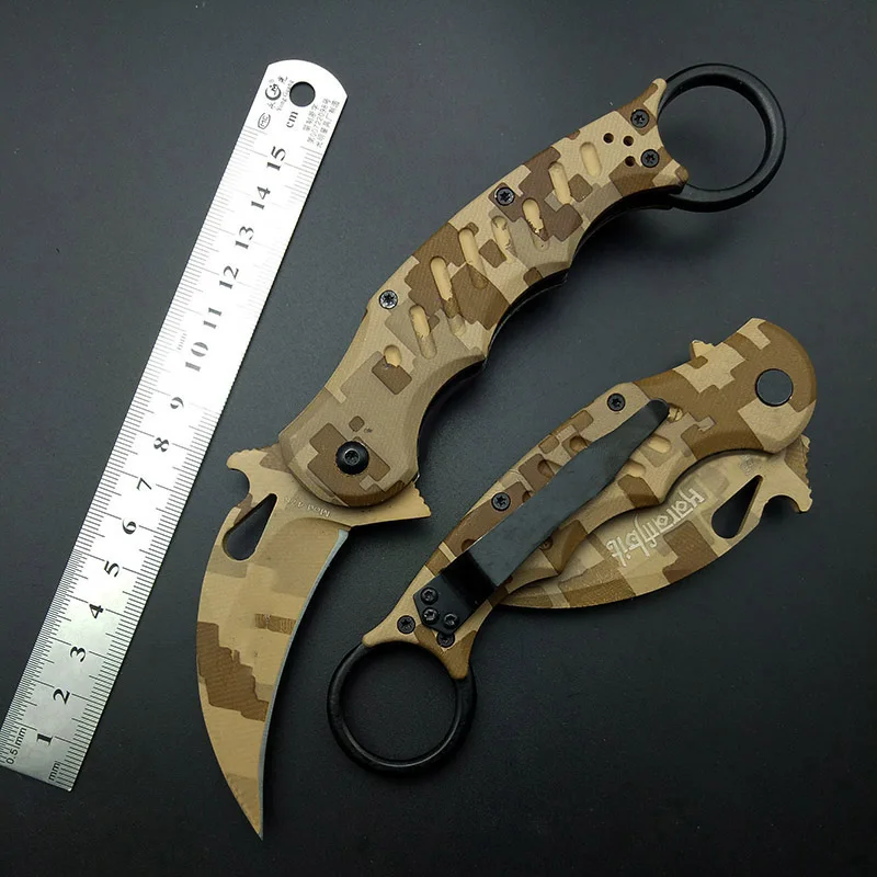 Karambits тактический нож OEM EDC коготь коррозийный узор 440C Лезвие пустыня ручка карманный нож s средство для выживания на открытом воздухе подарок