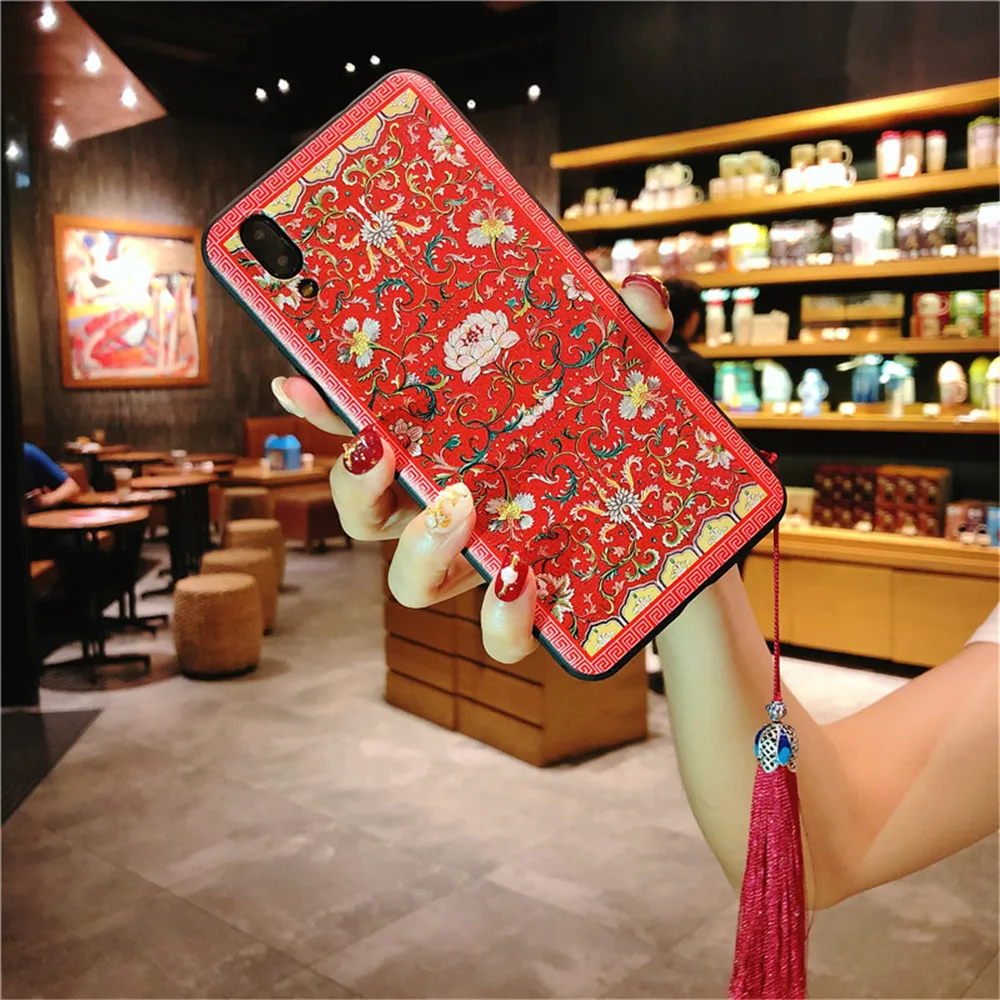 Силиконовый чехол с цветами для IPhone 7 5S SE 6 6s 8 Plus X ретро цветной подвеской