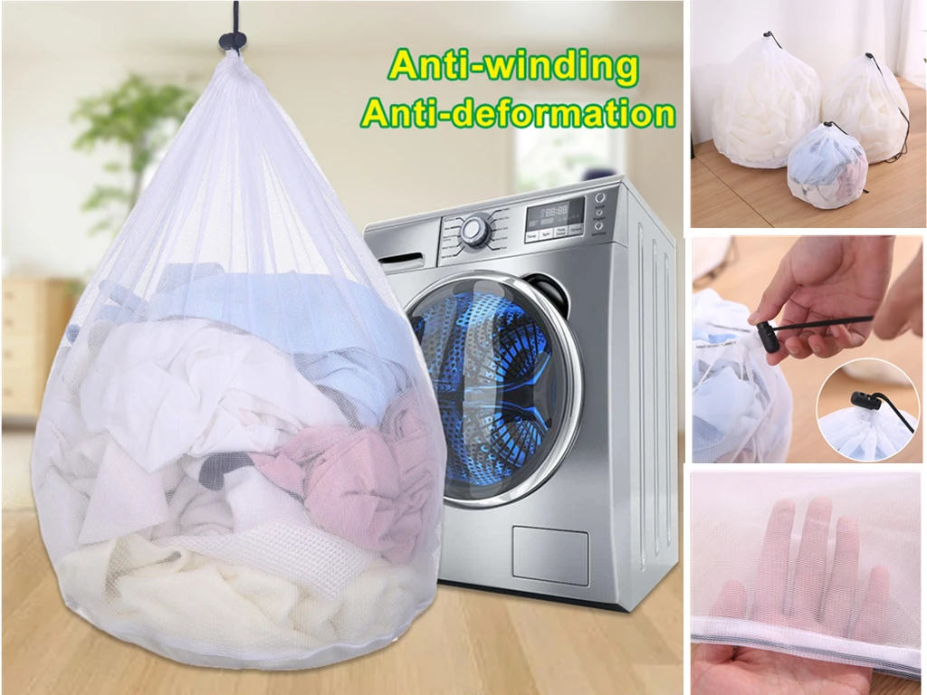 

3 Size Optional Clothing Care Mesh Bags Thicken Fine Line Drawstring Laundry Bag Bra Underwear Protective Sack Laundry Supplies
