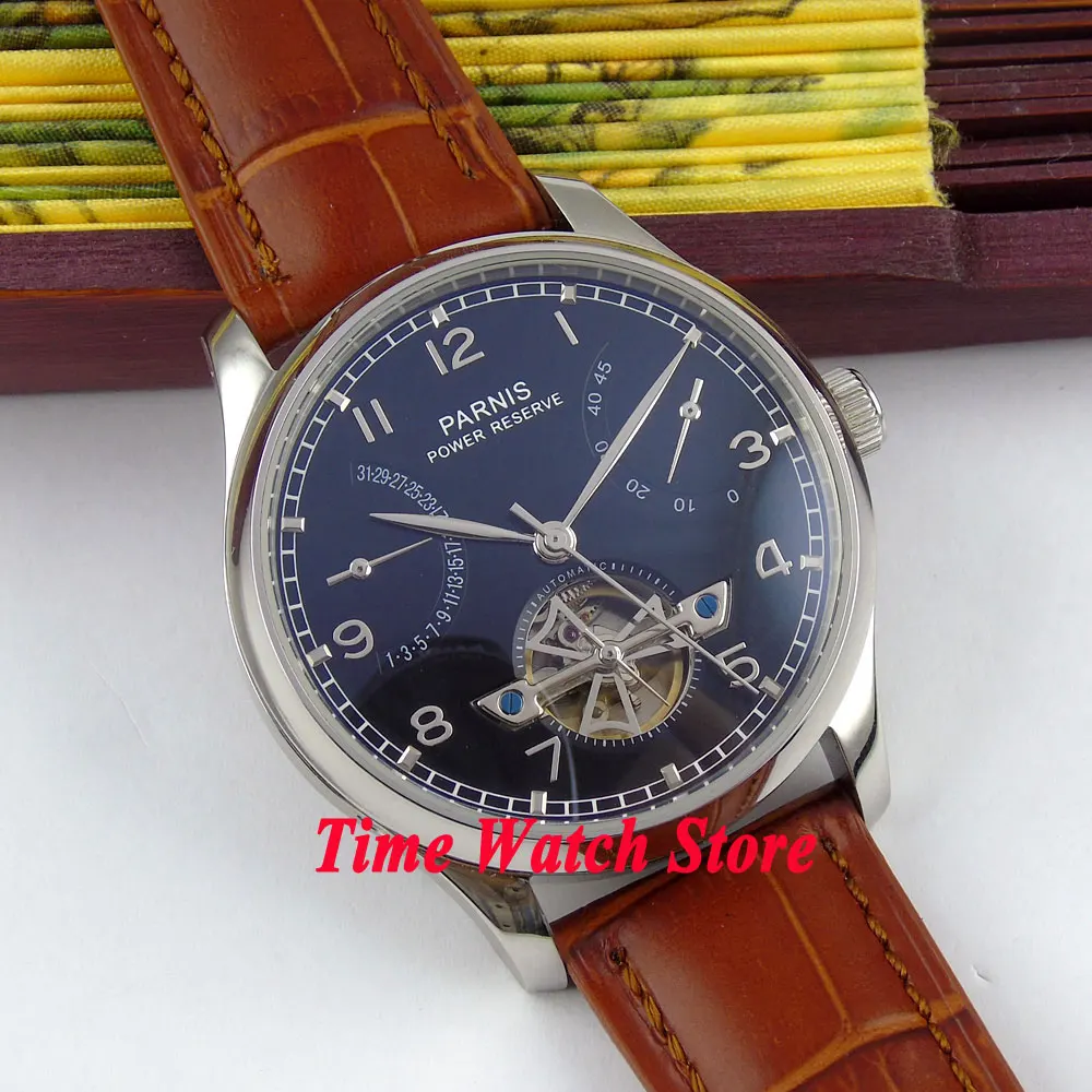 

Parnis watch 43mm Black dial date power reserve automatic movement date Automatic Men's watch 20 relogio masculino