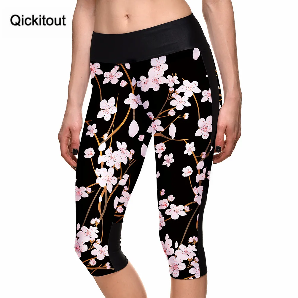 

Sexy Hot women's 7 point pants Fashion women's leggings Winter bloom digital print women high waist Side pocket phone pants