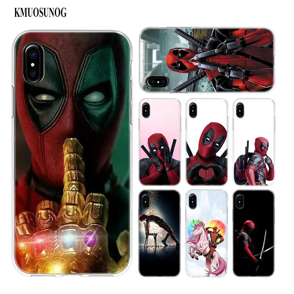 

Transparent Soft Silicone Phone Case Cute Deadpool for iPhone XS X XR Max 8 7 6 6S Plus 5 5S SE