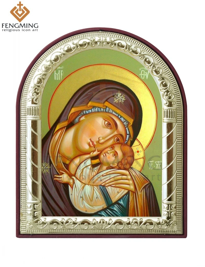 

Handmade metal silver religious items Virgin Mary Jesus Religious Catholic Religion Picture plastic frame theotokos icon