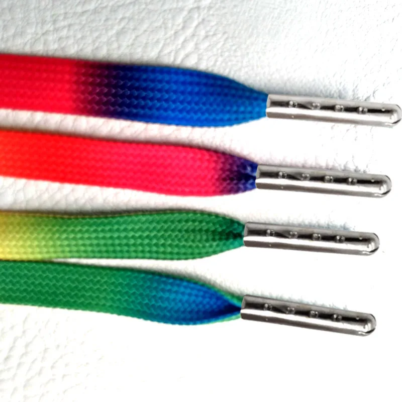 12 Pairs Rainbow Multi-Color Flat Sole Athletic Shoes Lace Unisex Rainbow Shoeslaces String Colorful Laces High-grade Metal Head