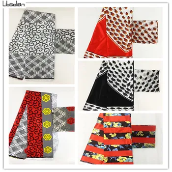 

Factory direct sell ankara fabrics satin silk fabric african wax pattern design high quality silk fabric 4+2yards/pcs B97-21