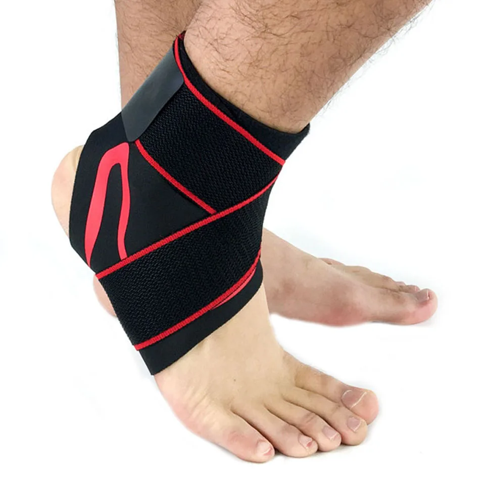 Black with red Спортивная эластичная повязка для лодыжки высокая защита спортивного лодыжки оборудование безопасность для бега, баскетбола, поддержка лодыжки - Цвет: Black with red