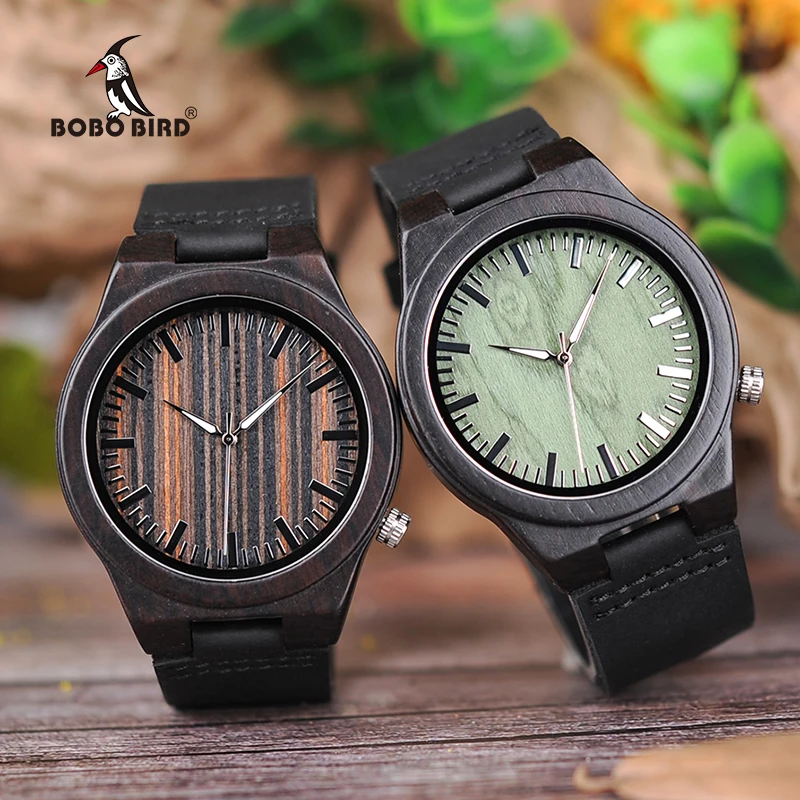 BOBO BIRD Wooden Men Watch Bamboo Quartz reloj hombre Wristwatches Male with Luminous in Gift Box