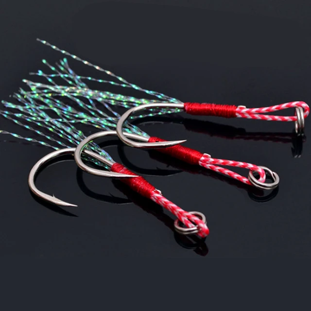 20PCS Jigging Hook Single Hook Trailer Flasher Assist Hook with