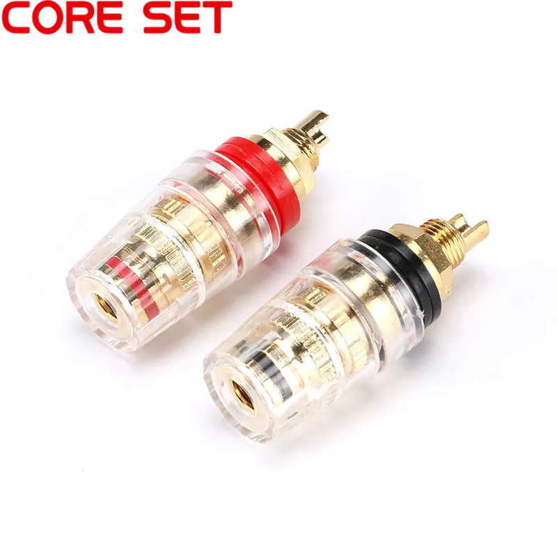 

Black Red 2 Color 4mm Thread Medium Amplifier Speaker Spade Terminal Binding Post Banana Plug gold Socket Connector High Quality