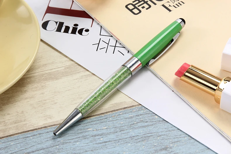 Новое поступление 2 в 1 Творческий Кристалл ручка с бриллиантами Шариковые ручки Канцелярские шариковая ручка Стилусы ручка стилус 12