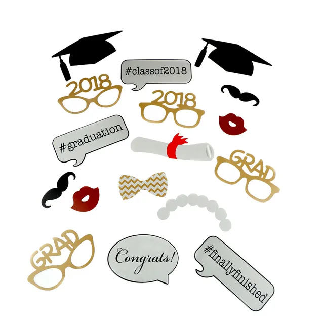 17pcs graduation photo booth props 2018 diy graduation party