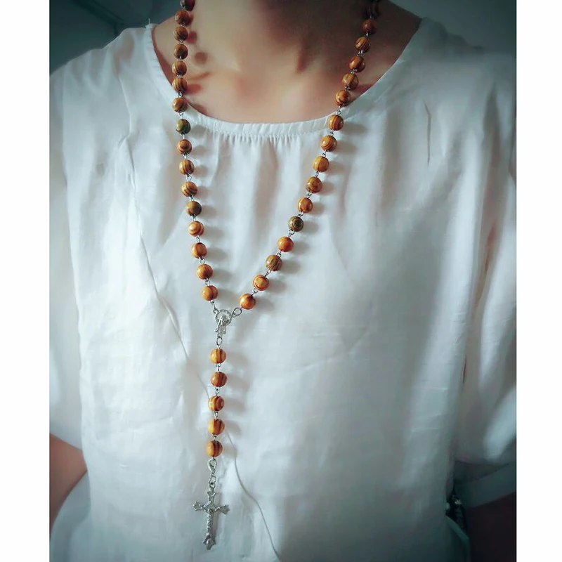 Женское и мужское крестообразное украшение с деревянными бусинами|jewelry loupe|jewelry