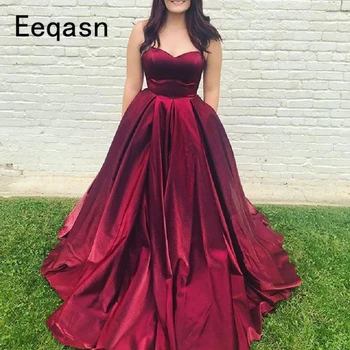 

Burgundy Ball Gown Prom Dresses Long Evening Gown Elegant Off the Shoulder Stretch Satin Vestido de Baile Plus Size