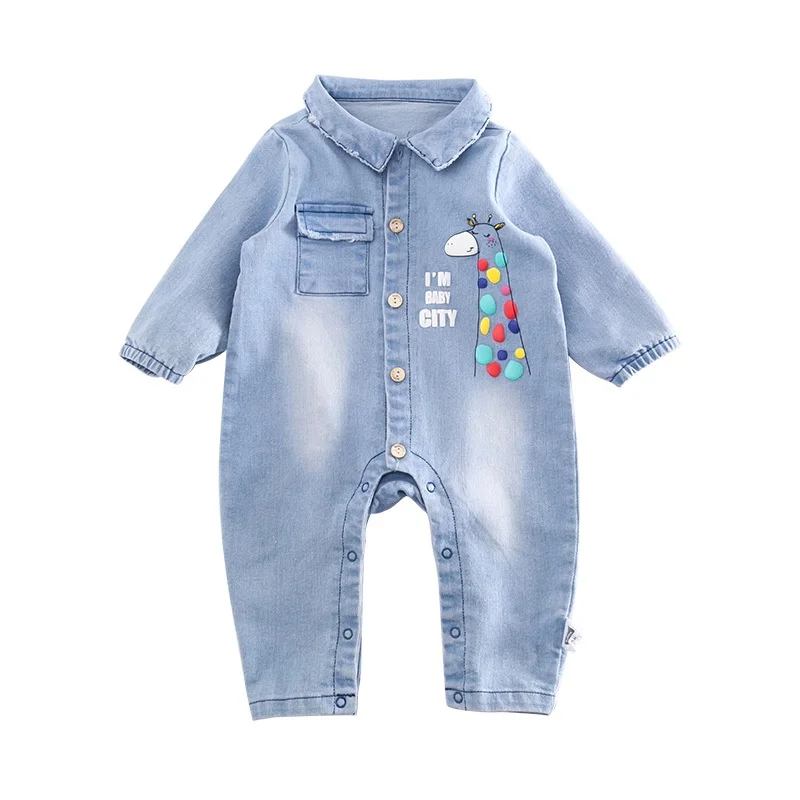 2018 Newborn Soft Denim Baby Romper Graffiti Infant Clothes Jumpsuit